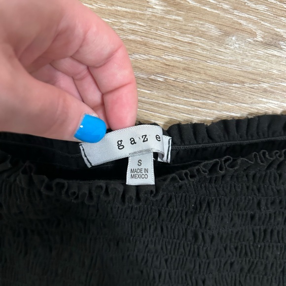 Gaze Black tube top w attached sleeves - Picture 2 of 4